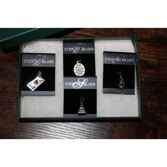Vintage Sterling Silver Marshall Field's Lot of 4 Charms Snowman Love Letter NEW - Picture 2 of 3